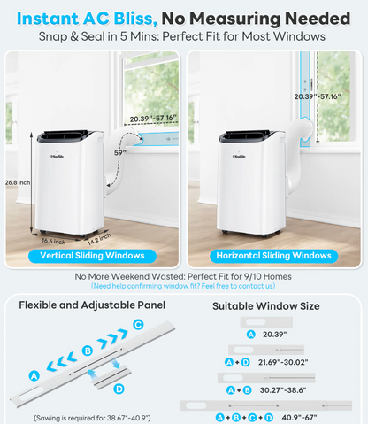 14,000 BTU 3-in-1 Portable Air Conditioner — Cools Up to 65m², Auto-Evaporation, Low Noise, Remote Control